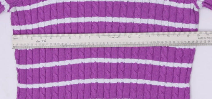 Vintage Ladies Lauren Ralph Lauren Sweater Purple Striped Cotton L