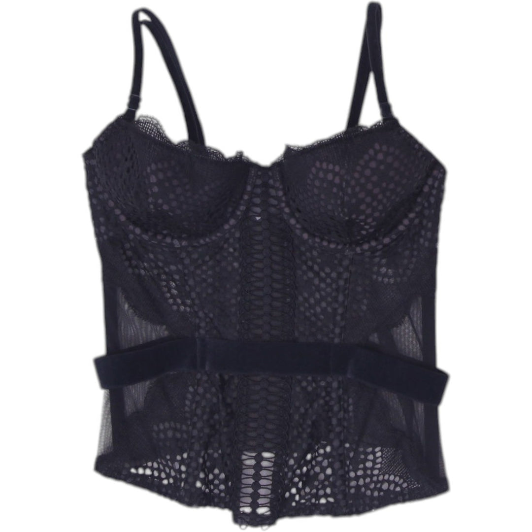 Y2K Ladies Victorias Secret Corset Top Black Lace Mesh