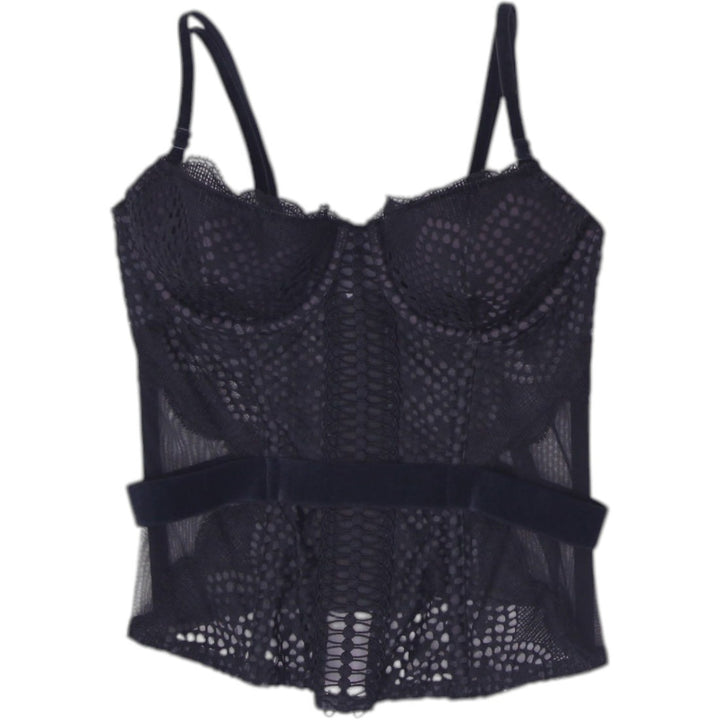 Y2K Ladies Victorias Secret Corset Top Black Lace Mesh