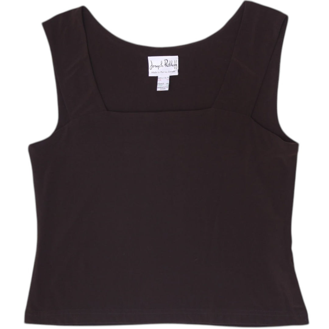 Y2K Ladies Joseph Ribkoff Brown Square Neck Tank Top Size US 14 UK 16