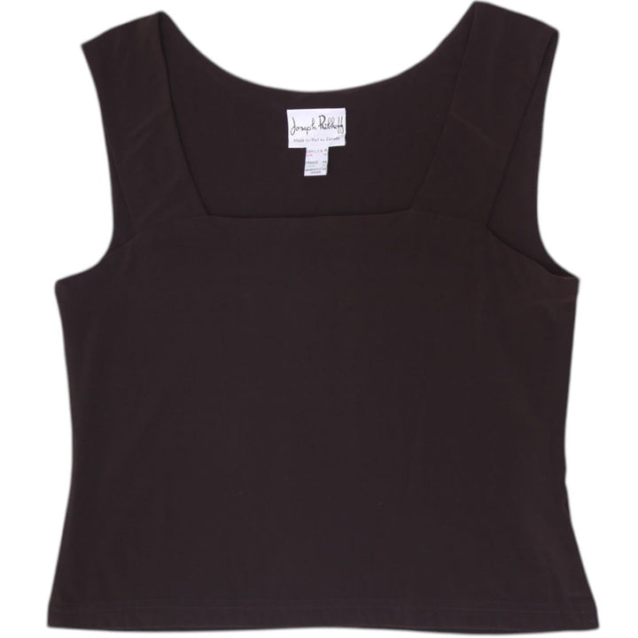 Y2K Ladies Joseph Ribkoff Brown Square Neck Tank Top Size US 14 UK 16