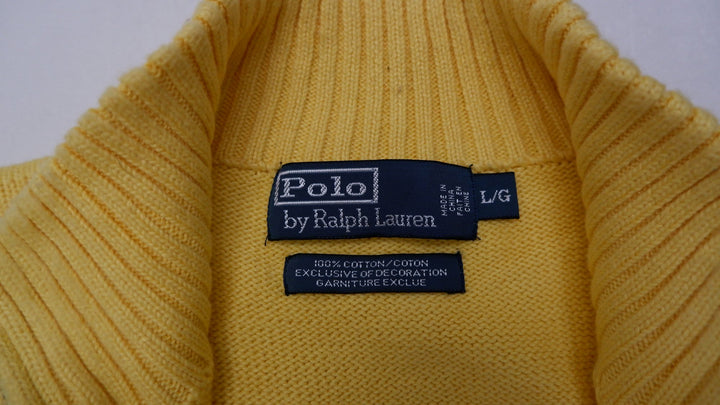 Mens Polo Ralph Lauren Sweater Yellow 1/4 Zip Cotton Knit