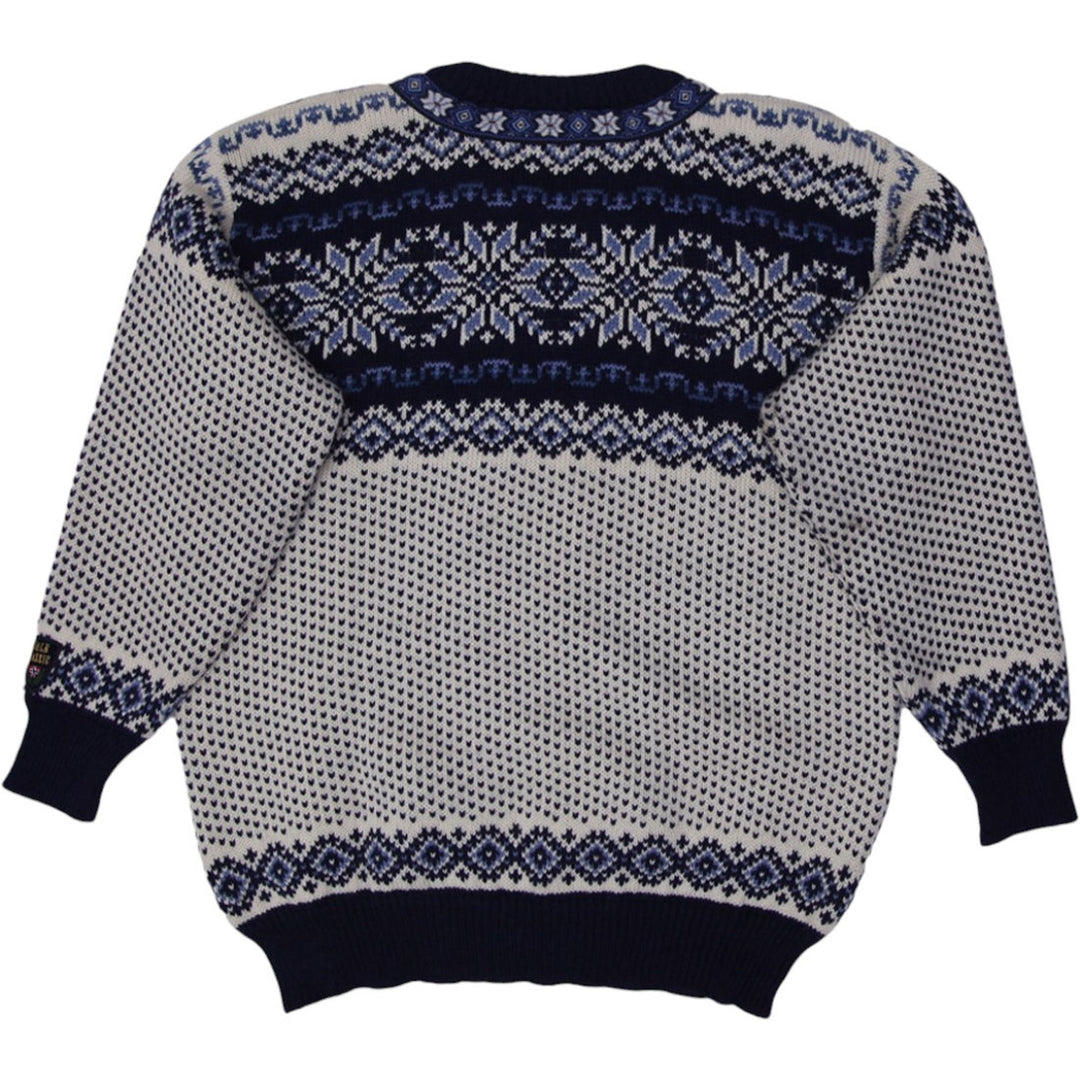 Vintage Mens Dale of Norway Cardigan Sweater Navy Blue Wool Nordic Pattern