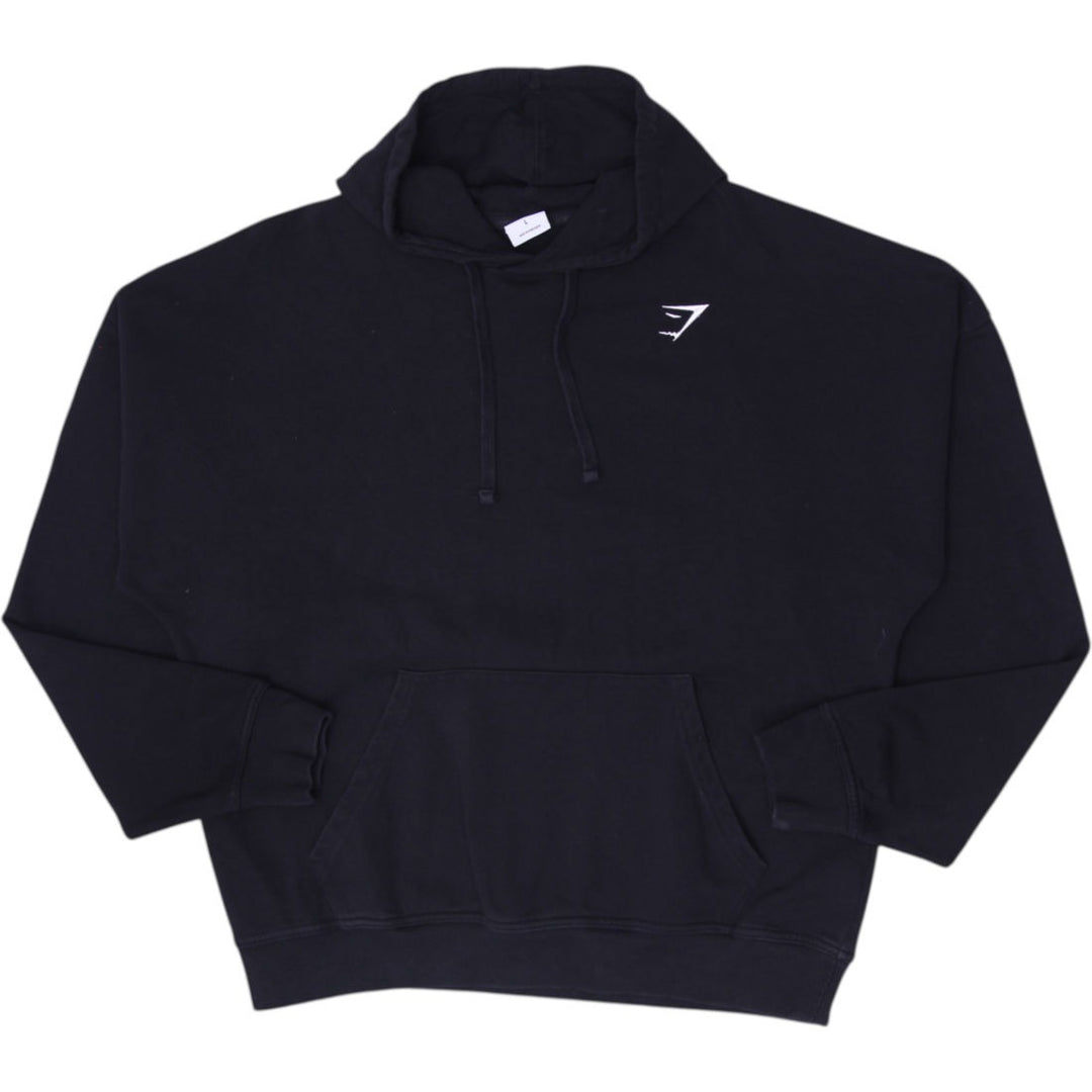 Mens Gymshark Crest Pullover Hoodie Black Size L