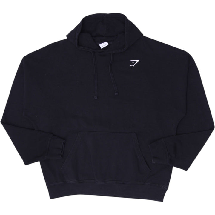 Mens Gymshark Crest Pullover Hoodie Black Size L