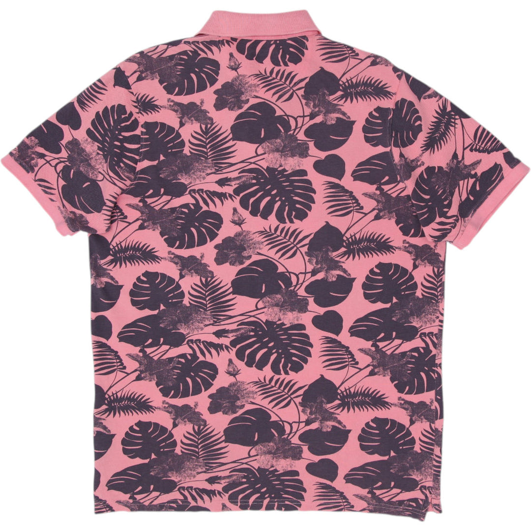 Mens 7Diamonds Floral Pattern Short Sleeve Casual Polo Shirt Size L