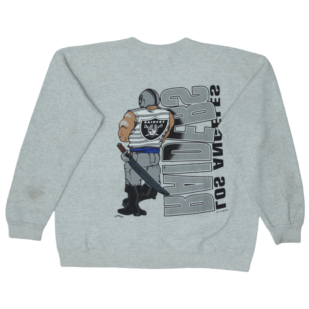 Vintage 1994 Nutmeg Mills Los Angeles Raiders Crewneck Sweatshirt Size XL Made In USA - Fashion Rerun Vintage Migration_Sweaters