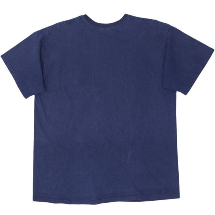 Vintage Mens Nike T-Shirt Navy Blue Swoosh Logo Cotton Size XL | Migration_T-Shirts - Side View | Fashion Rerun