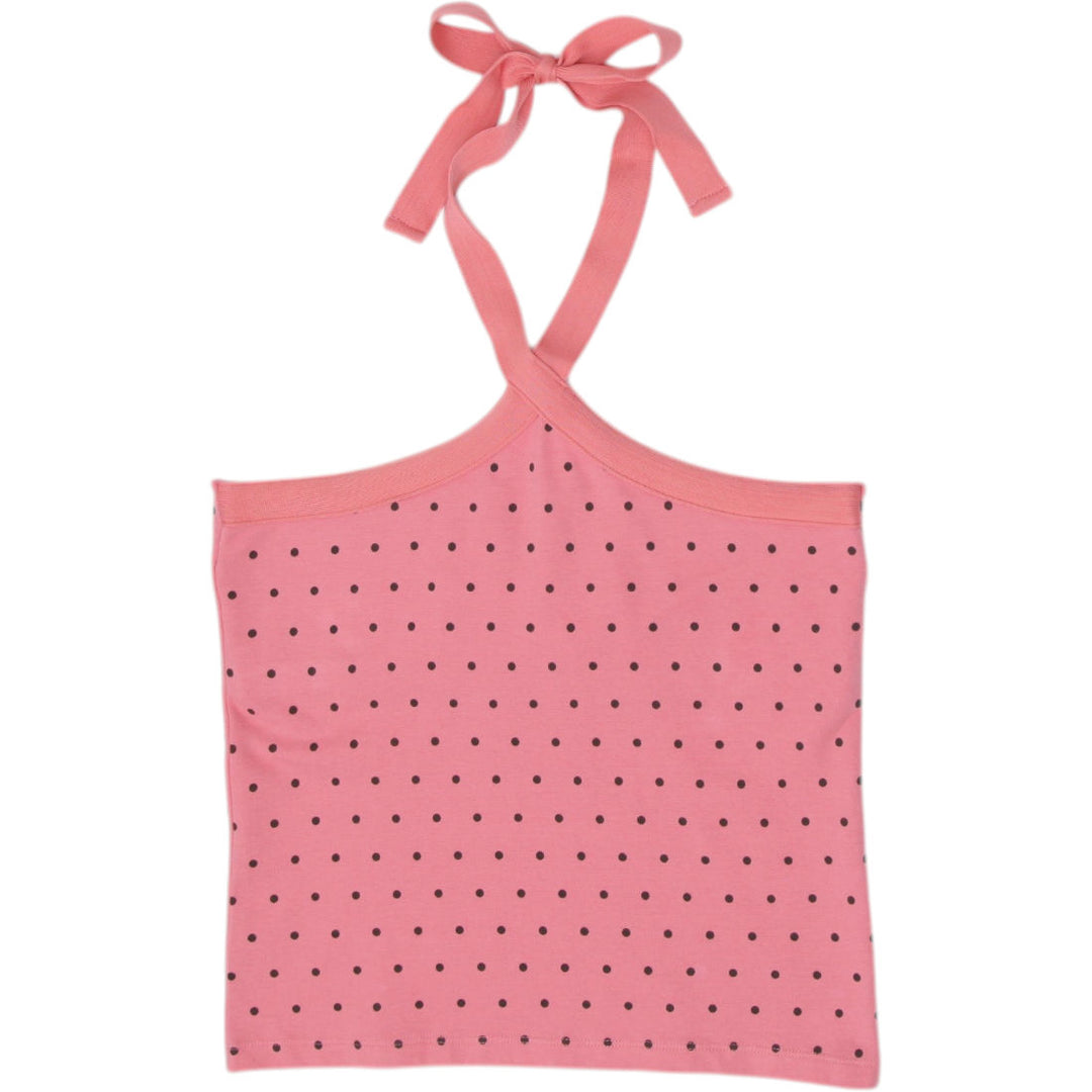 Y2K Ladies Q&A Polka Dot Halter Neck Camisole Crop Top