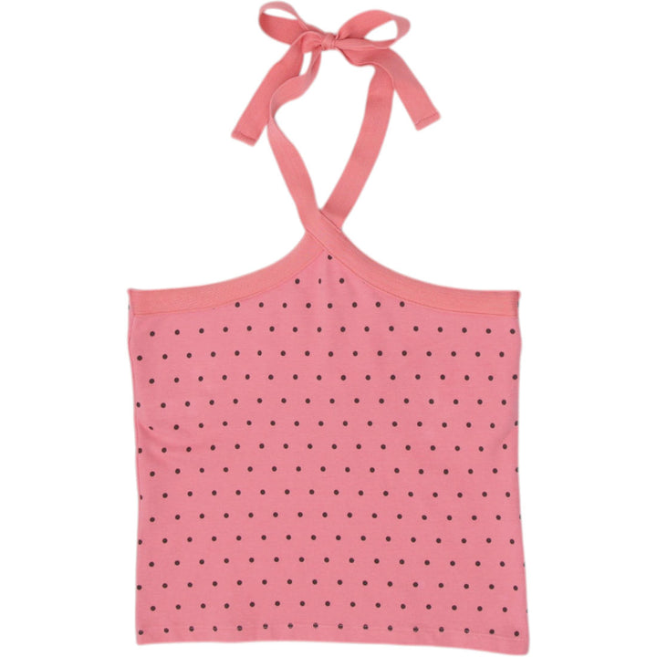 Y2K Ladies Q&A Polka Dot Halter Neck Camisole Crop Top