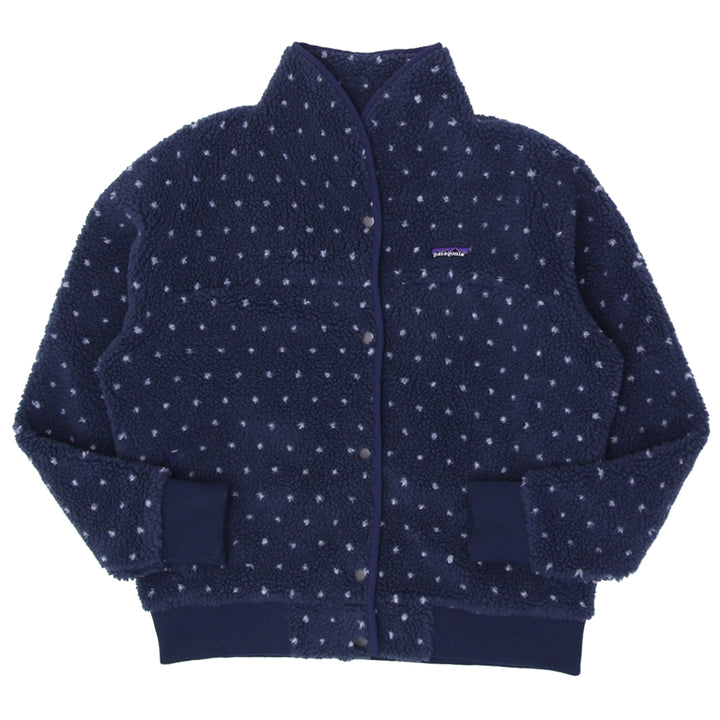 Ladies Patagonia Snap Front Retro-X Pile Fleece Blue Polka Dot Jacket