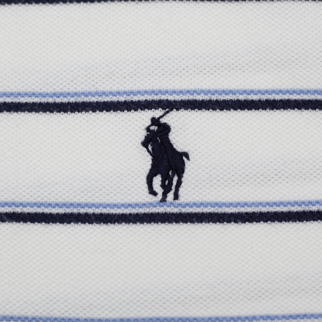 Mens Polo Ralph Lauren Striped Polo White Navy Classic Fit XL