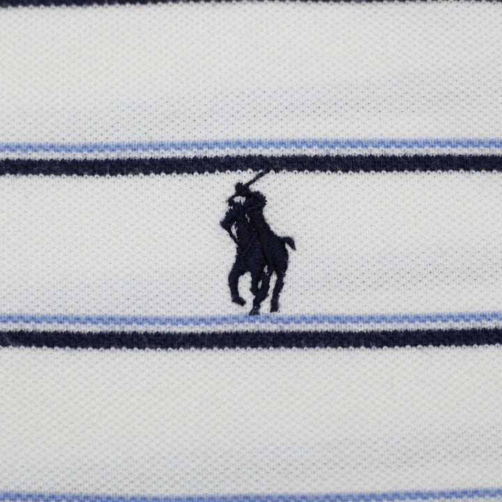 Mens Polo Ralph Lauren Striped Polo White Navy Classic Fit XL