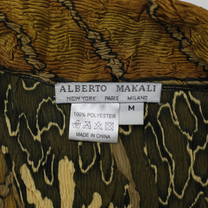 Y2K Ladies Alberto Makali Crinkle Animal Print Blouse Top Size M