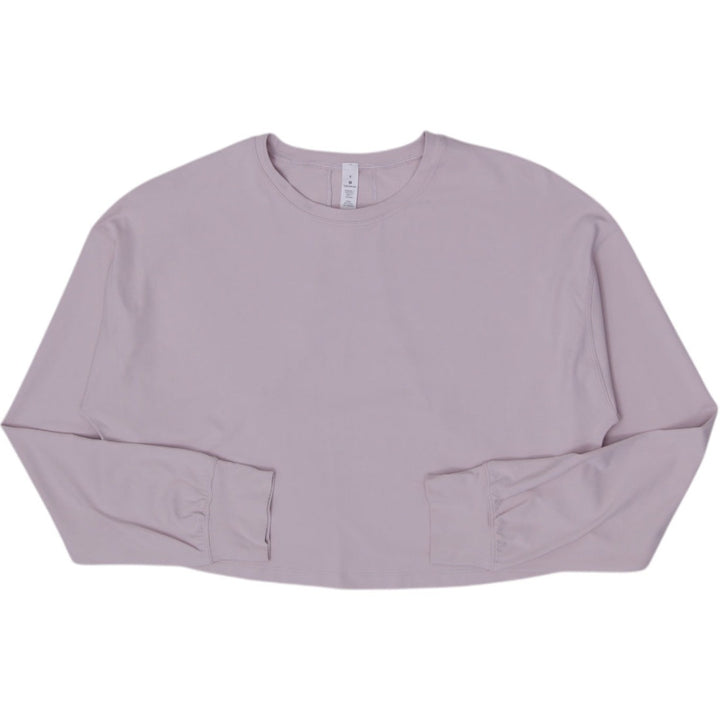 Ladies Cropped Oversized Long Sleeve Crewneck Pullover T-Shirt Size 4