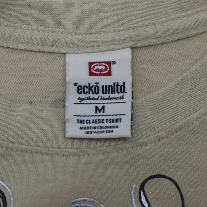 Y2K Mens Eckō Unltd. Rhino Graphic T-Shirt - Tan / Beige Size Medium
