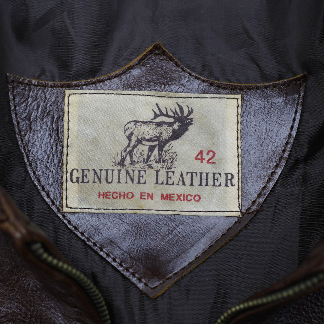 Vintage Oscar Piel Leather Bomber Jacket Made in Mexico