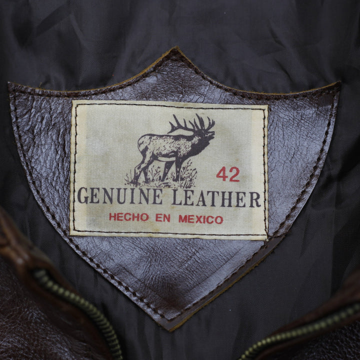 Vintage Oscar Piel Leather Bomber Jacket Made in Mexico