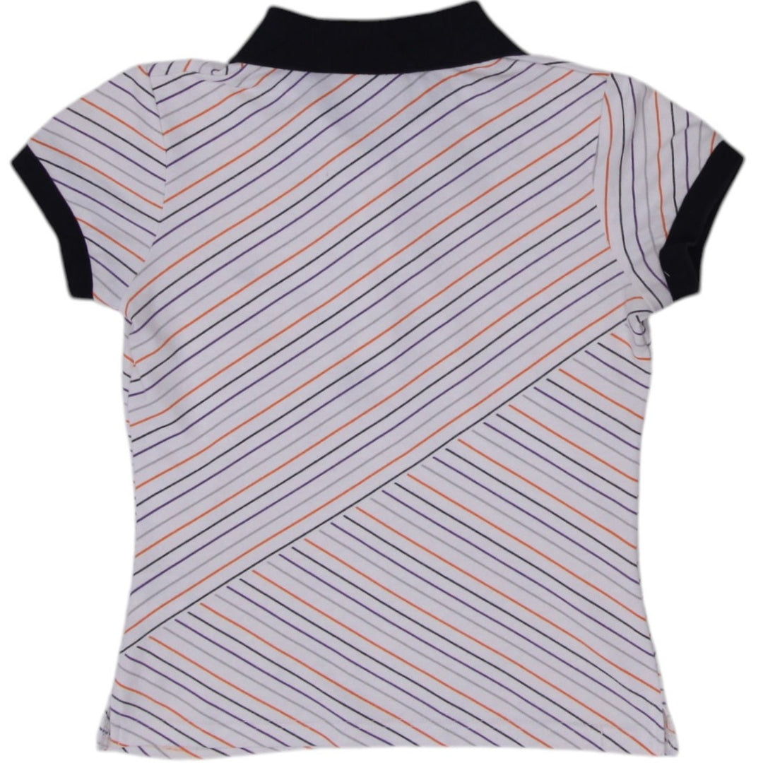 Y2K Ladies Lacoste Striped Polo Tee Size 36 | Migration_Y2K Tops - Side View | Fashion Rerun