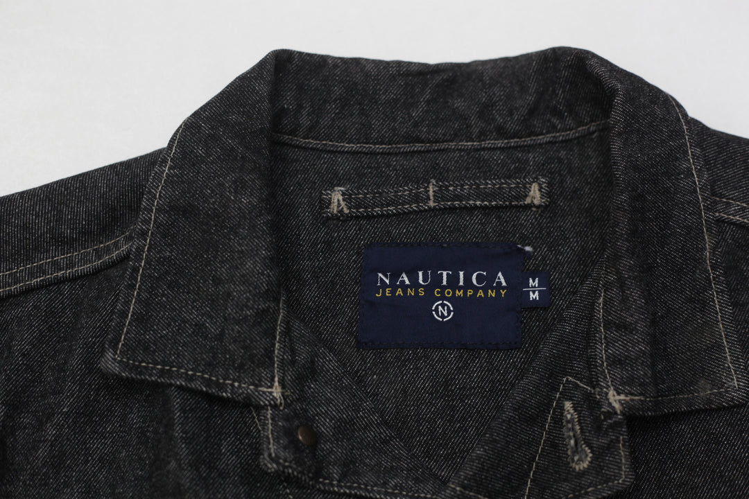 Vintage Nautica Dark Raw Denim Jean Trucker Jacket Mens