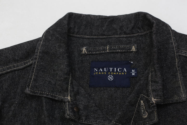 Vintage Nautica Dark Raw Denim Jean Trucker Jacket Mens