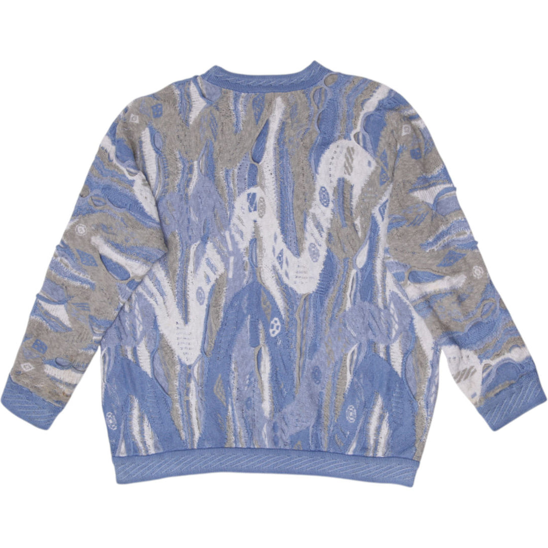 Vintage 90s COOGI Blues 100% Cotton 3D Textured Knit Crewneck Sweater Size L