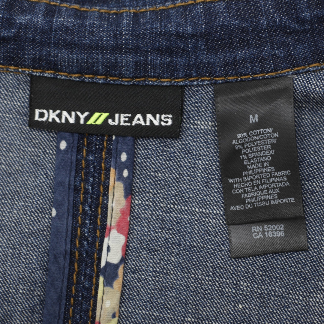 Y2K Ladies DKNY Jeans Denim Blazer Jacket Medium Dark Wash