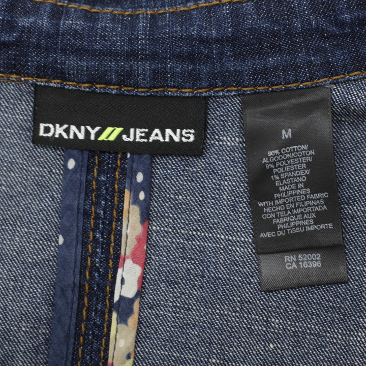 Y2K Ladies DKNY Jeans Denim Blazer Jacket Medium Dark Wash