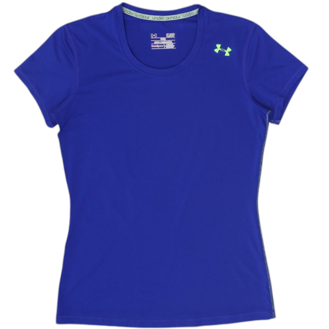 Ladies Under Armour HeatGear T-Shirt Blue Fitted Activewear Size S
