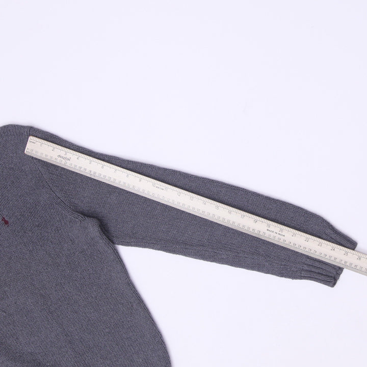 Mens Polo Ralph Lauren Quarter Zip Knit Sweater Gray Embroidered Pony