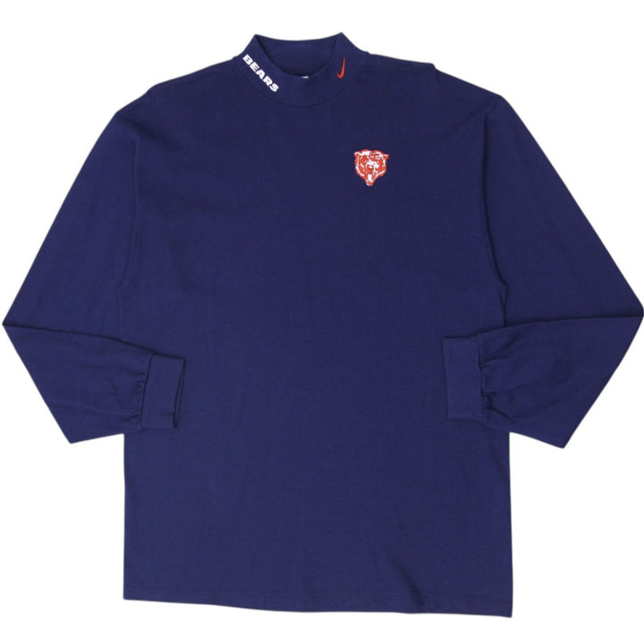 Vintage Nike Team Chicago Bears NFL Mock Neck Long Sleeve T-Shirt L Made In USA