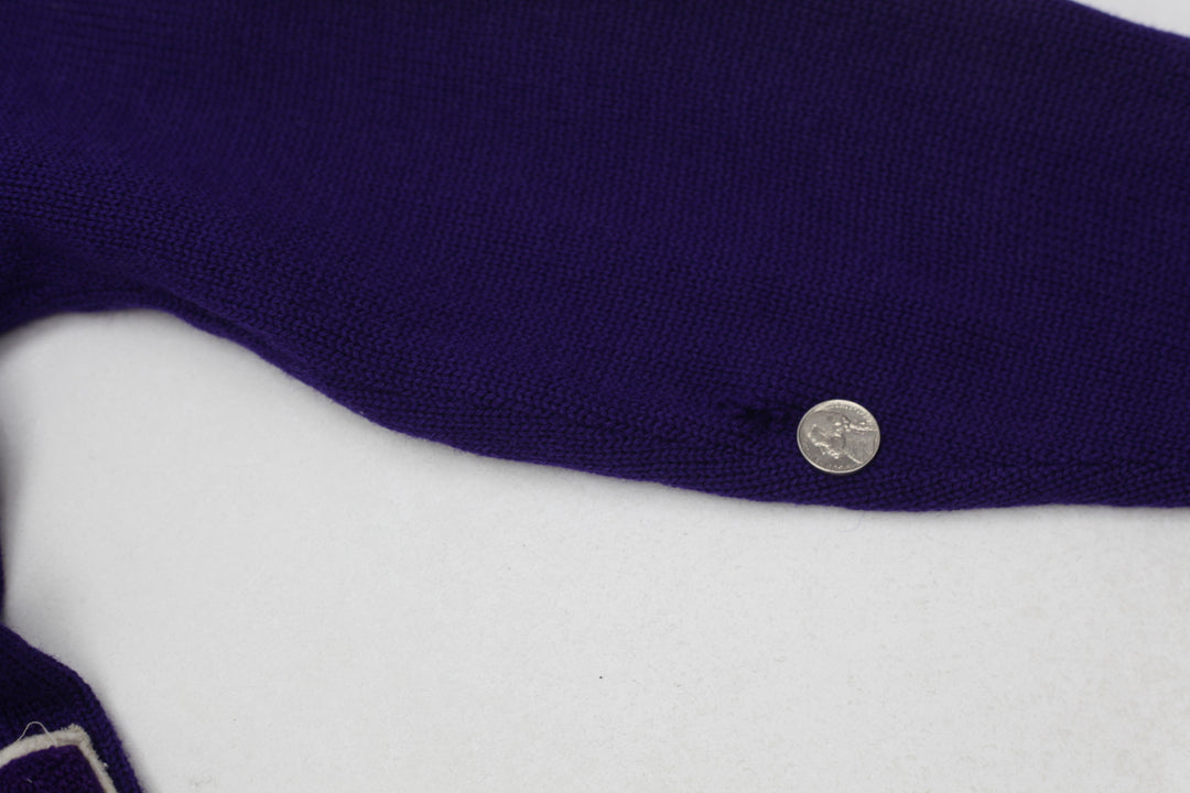 Vintage Sand Knit Letterman Cardigan Sweater-Purple Size 42 - Fashion Rerun Vintage Migration_Sweaters