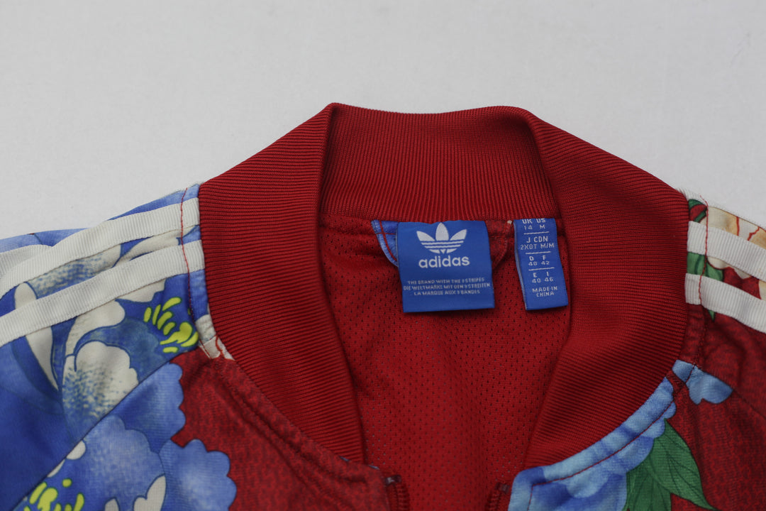 Ladies Embroidered Adidas Logo Chita Floral Zip Up Track Jacket