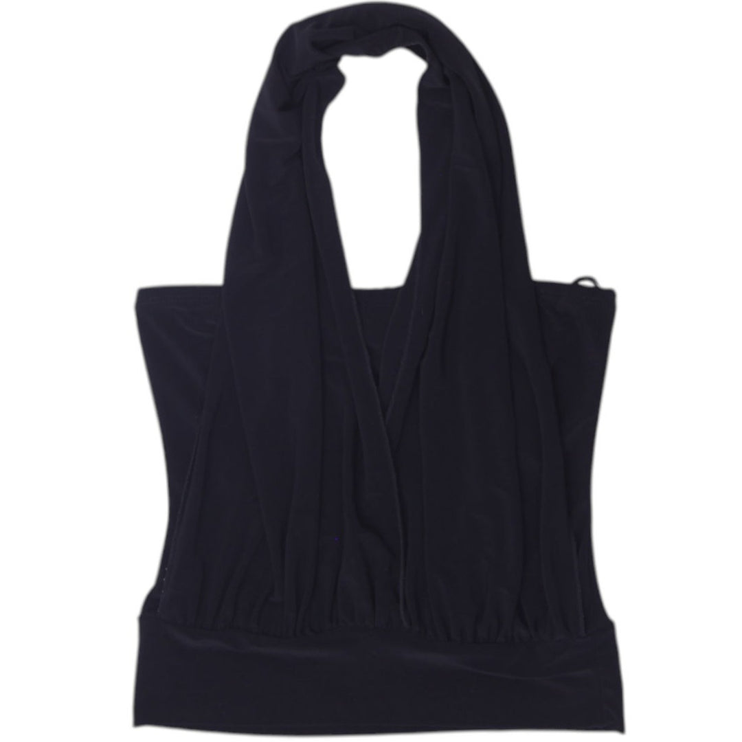 Y2K Ladies M Collection Black Halter Top Made In USA Size S