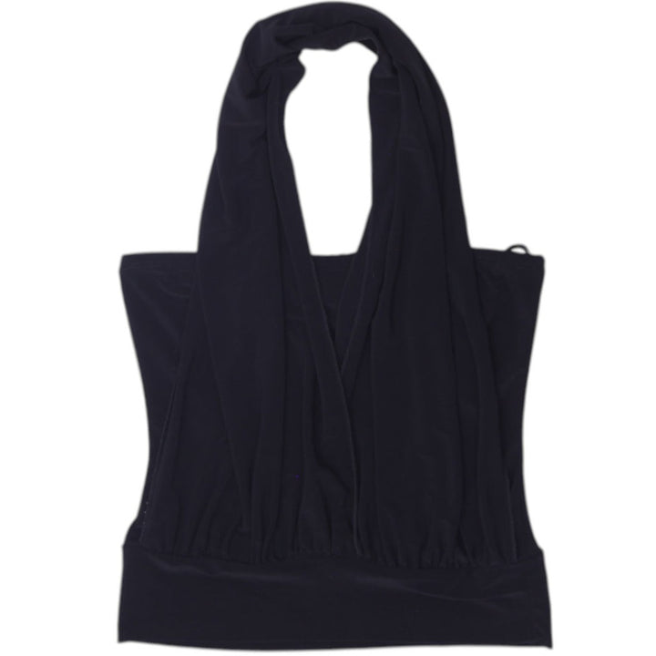 Y2K Ladies M Collection Black Halter Top Made In USA Size S