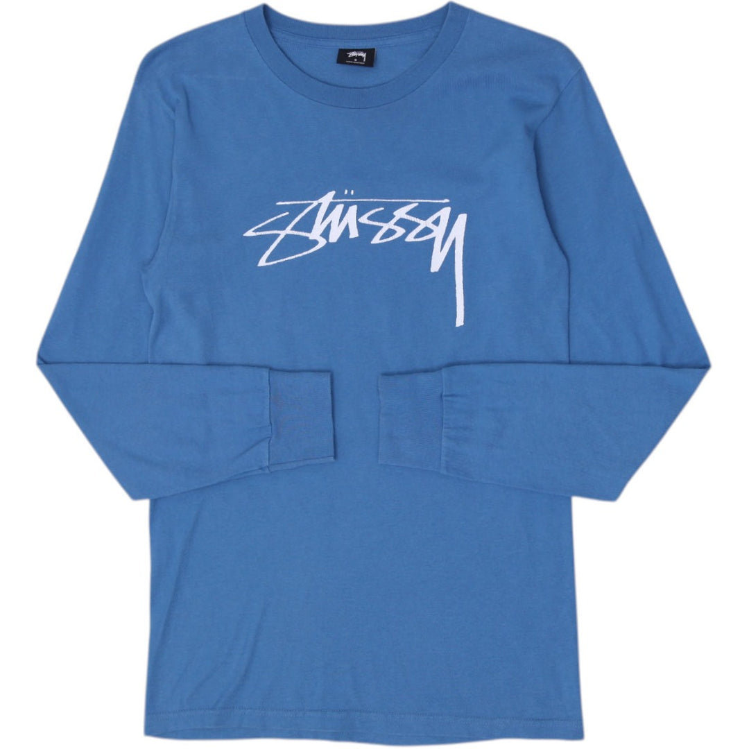 Mens Stüssy Basic Logo Long Sleeve T-Shirt Blue Size Small