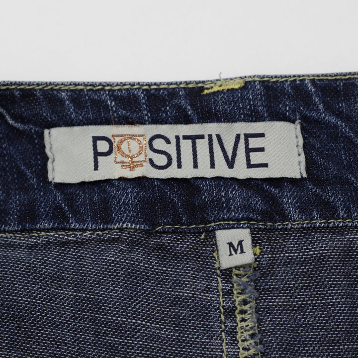 Y2K Ladies POSITIVE Low-Rise Pleated Denim Mini Skirt