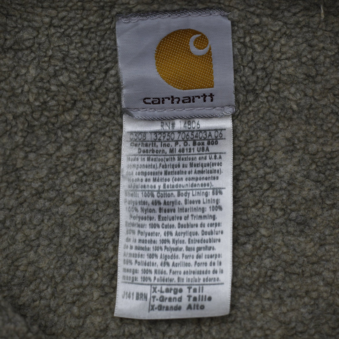 Vintage Carhartt J141 BRN Sherpa Lined Sandstone Duck Jacket Size XL