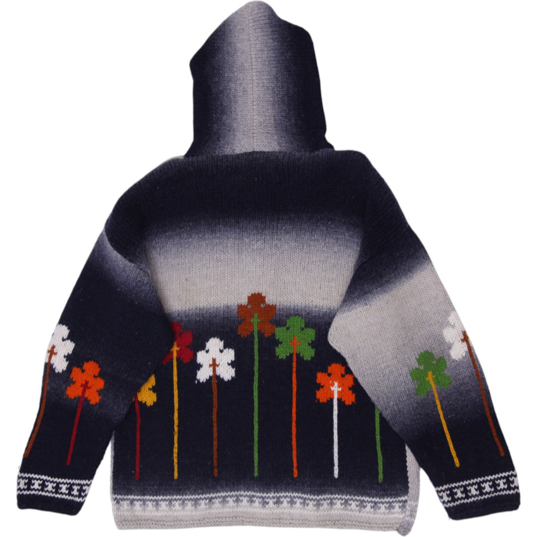 Vintage 90s Handcrafted Wool/Alpaca Ombré Full-Zip Hooded Cardigan Sweater