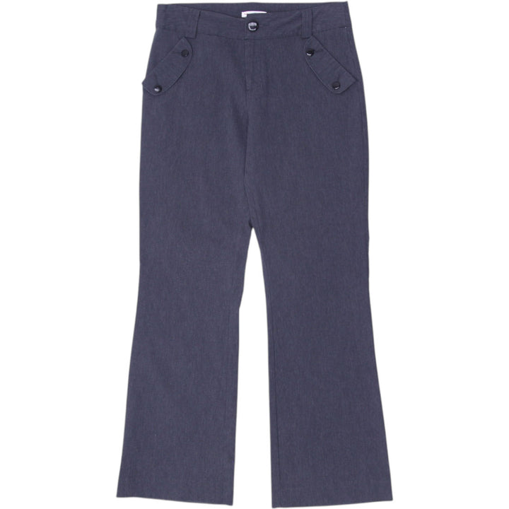 Y2K Ladies Pants Gray Button Accent Flared Casual | Migration_Jeans & Pants | Fashion Rerun