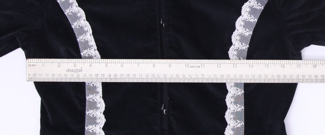 Y2K Ladies Lace Trim Velvet Unique Iron Jacket Size S | Migration_Jackets - Alternate View | Fashion Rerun