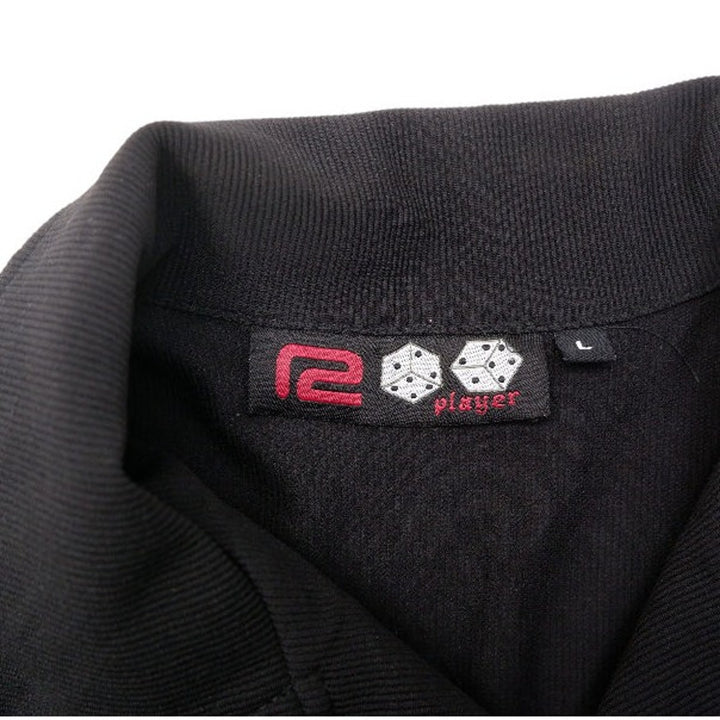 Mens R2 PLAYER Embroidered Dragon Black Short Sleeve Button Down Shirt