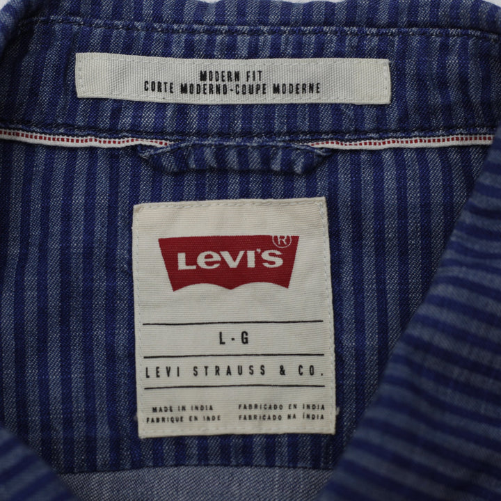 Mens Levis Striped Button Pocket Modern Fit Shirt Size L