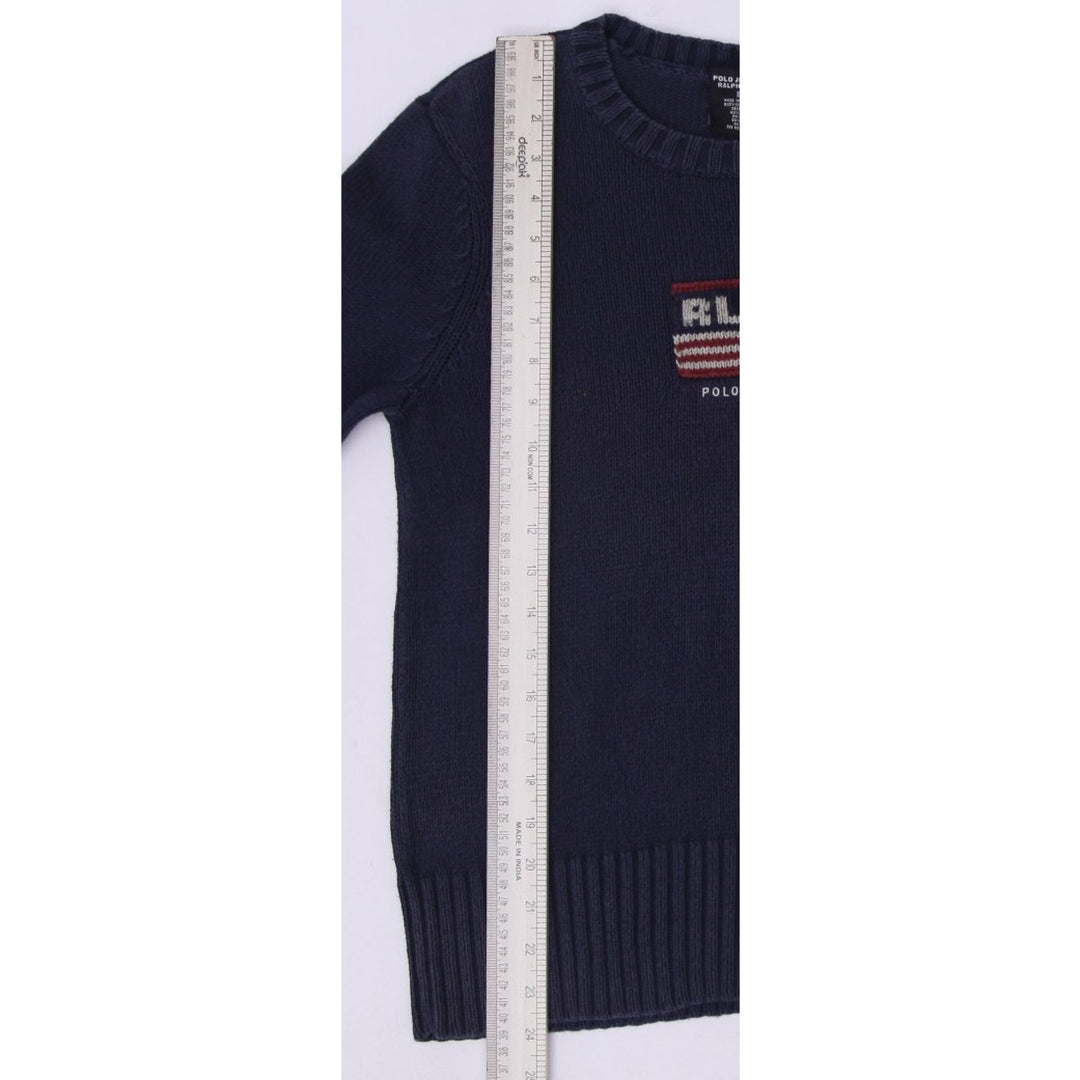 Vintage Polo Jeans Co. Ralph Lauren Navy Cotton American Flag Knitted Sweater