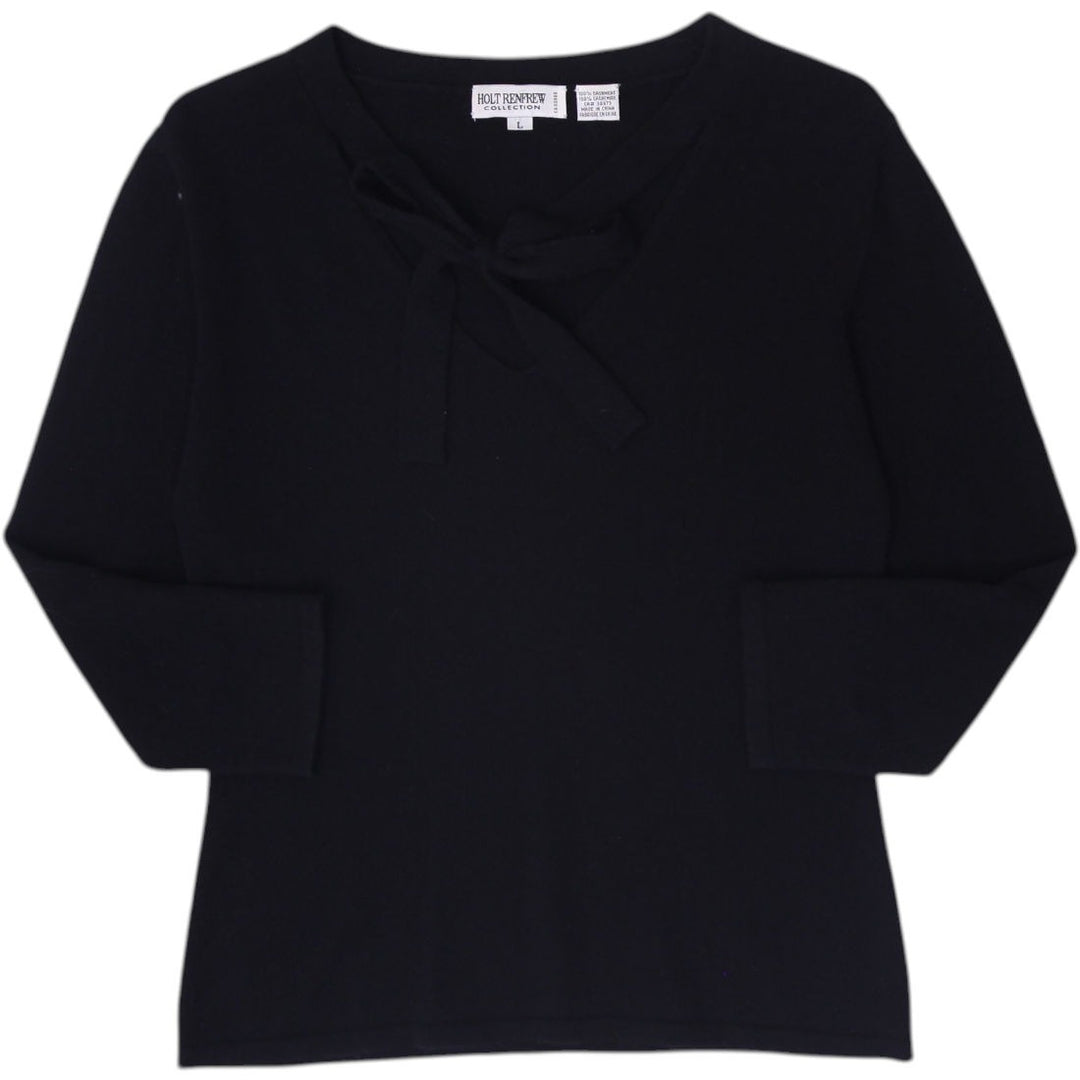 Ladies Holt Renfrew Black 100% Cashmere Sweater Size L