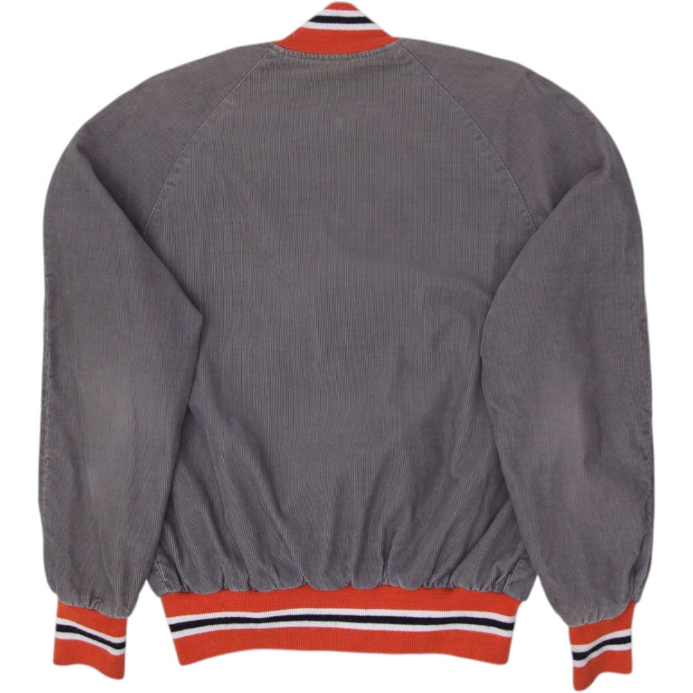 Vintage Sportsking Team Bomber Corduroy  Jacket Gray Checker Flag Patch | Migration_Jackets - Side View | Fashion Rerun