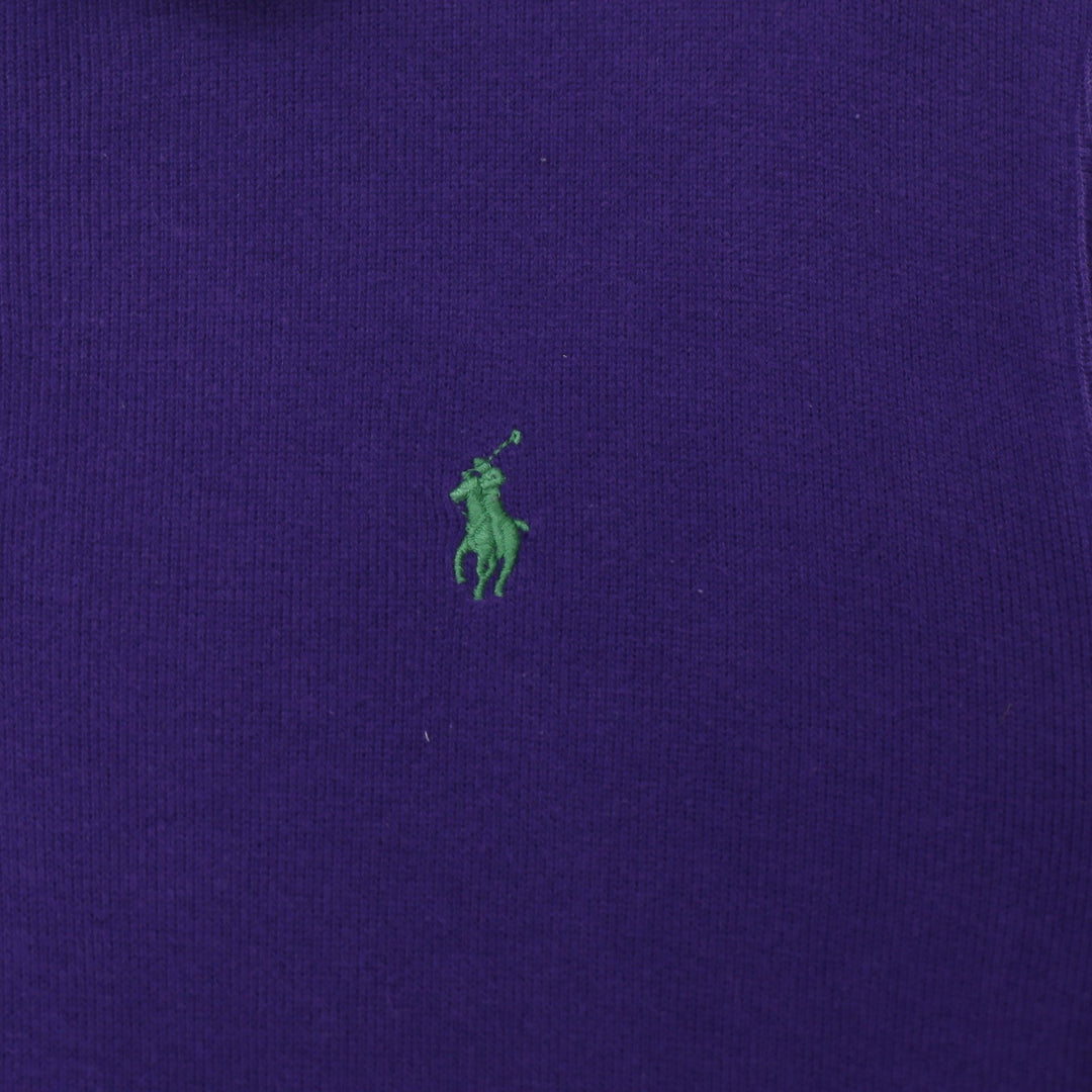 Mens Polo Ralph Lauren Sweater Purple 1/4 Zip Cotton Knitwear Size L