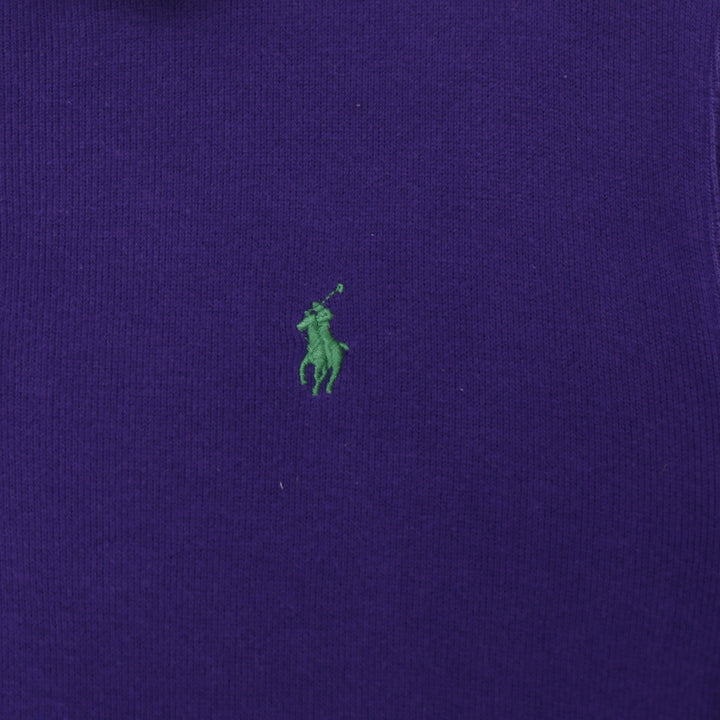 Mens Polo Ralph Lauren Sweater Purple 1/4 Zip Cotton Knitwear Size L
