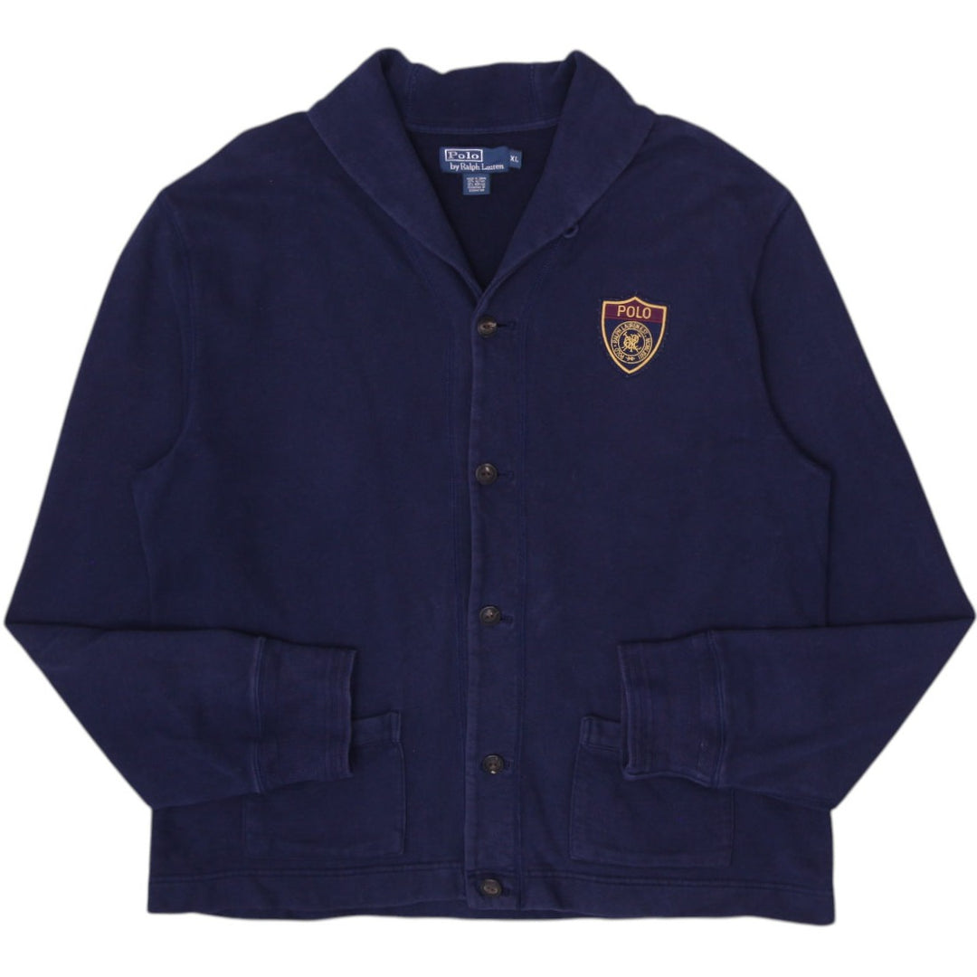Vintage Mens Ralph Lauren Navy Blue Button Up Patch Jackets Size XL | Migration_Jackets | Fashion Rerun