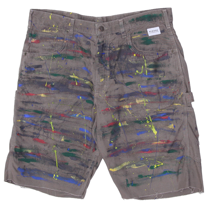 Rework Carhartt Loose Original Fit Paint Splatter Work Mens Shorts - PR298